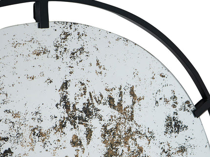 Theodor - Mirror With Industrial Design Round Mirror With Metal Frame For Wall Decor & Entryway Console Lean Against Wall - Black