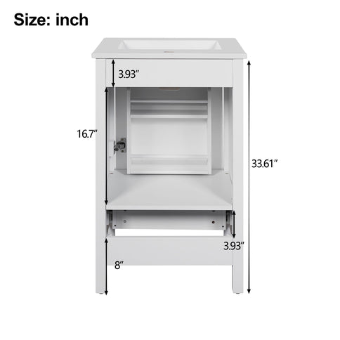 Bathroom Vanity With Ceramic Sink, Soft Close Drawers, Door Organizer, Divider Drawer, Adjustable Foot Pads