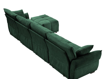 Sofa Set With Ottoman And Pillows, Textured, High Resilience Cushions