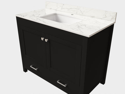 Bathroom Vanity Set, Cabinet With Doors & Drawers, Single Faucet Hole - Black