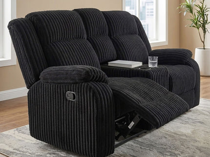 Motion Loveseat Recliner With Console Soft Seat Upholstered For Living Room - Black
