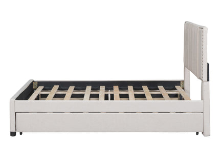 Upholstered Platform Bed With Drawers, Classic Headboard Design