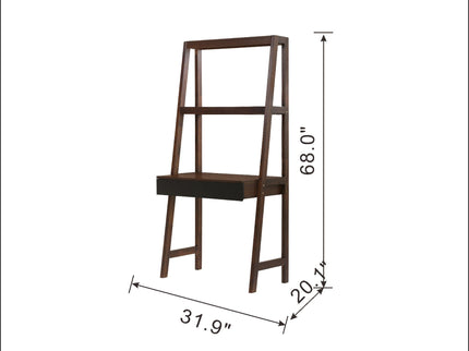Ladder Desk, Ladder Style Display Shelf - Natural Wood / Brown