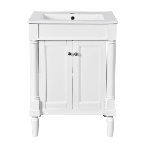 Bathroom Vanity With Top Sink, 2 Tier Storage Cabinet