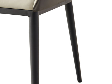 Modern Dining Chair Set Upholstered Seats Steel Metal Legs 2 Tone Contemporary Kitchen Living Room Furniture (Set of 2) - Black / Gray