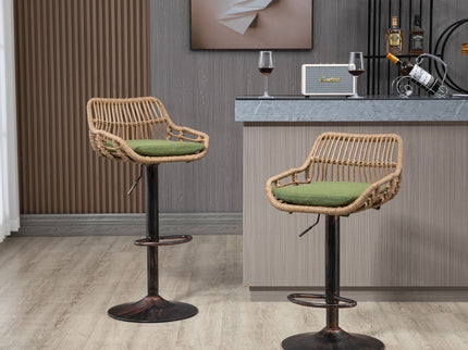 Modern Swivel Bar Stools Adjustable Counter Chairs With Footrest (Set of 2)