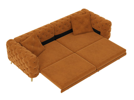 3 In 1 Convertible Sleeper, Deep Seat Pull Out Sofa Bed, Button Tufted