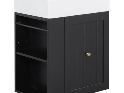 Modern Bathroom Vanity With Sink, Storage Cabinet, Drawer & Side Shelf