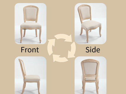 Dining Chairs Upholstered With Fan Shaped Back (Set of 2) - Beige