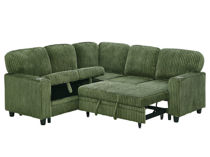 L-Shaped Sofa With Pull Out Sofa Bed With USB