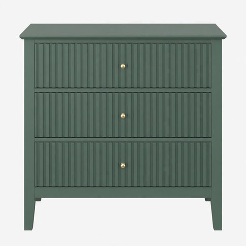 Fluted 3 Drawer Nightstand With Soft Close Slides