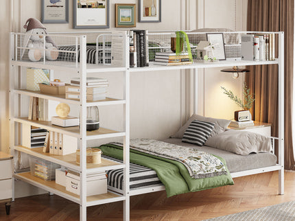 Bunk Bed With 5 Tier Shelves