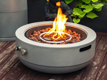 Propane Gas Fire Pit Bowl, 40000 Btu, Round For Outside - Gray