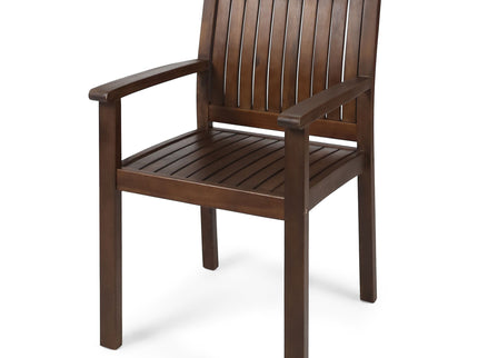 Wilson - Rustic Dining Chair Acacia Wood With Slat Panel Design (Set of 2) - Dark Brown