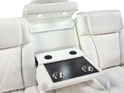 Electra - Power Reclining Sofa With Power Headrests, Drop Down Table, Reading Light, Massage, LED Lighting And USB Control