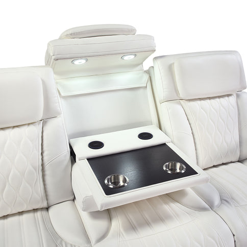 Electra - Power Reclining Sofa With Power Headrests, Drop Down Table, Reading Light, Massage, LED Lighting And USB Control