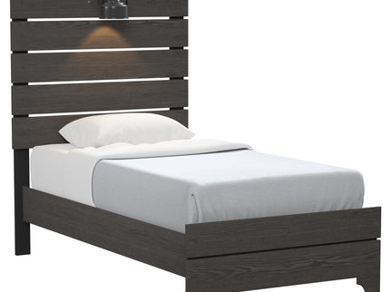 Twin Bed With Integrated Lights - Brown