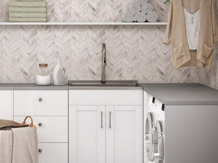 Shaker - Modern Wide, Laundry Cabinet With Faucet And Stainless Steel Sink