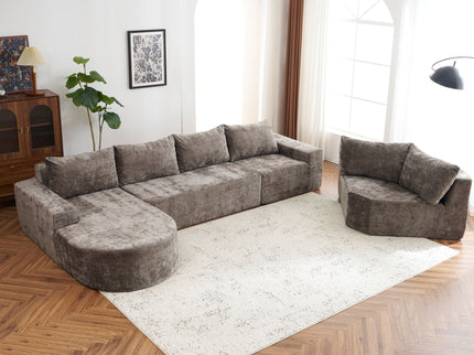 U-Shaped Oversized Modular Cloud Sectional Sofa With Deep Seat For Living Room
