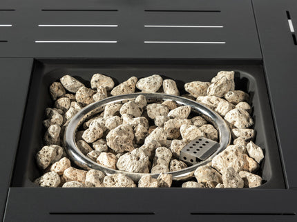 Propane Gas Fire Pit Table, 50000 Btu, Rectangular For Outside - Black