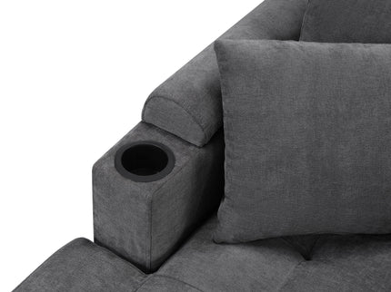 U Shaped Sectional Sofa, Corner Living Room Couch With Built In Cup Holders, Storage, USB Ports