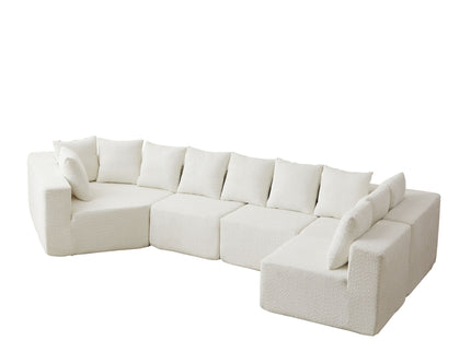 L - Shaped Modular Sofa With Deep Seat And 11 Pillows