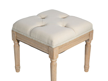 Small Padded Square Ottoman Bench For Living Room - Beige