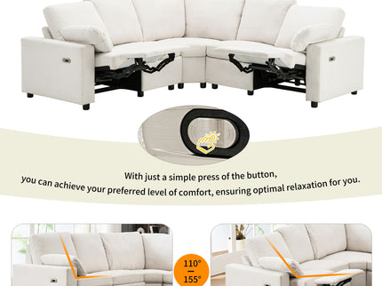 Power Recliner Sectional Sofa Home Theater Reclining Sofa With Two USB Ports, Two Storage Drawers For Living Room