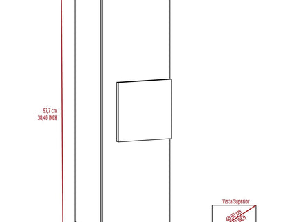 Medicine Single Door Cabinet, Three Shelves - Light Oak / White