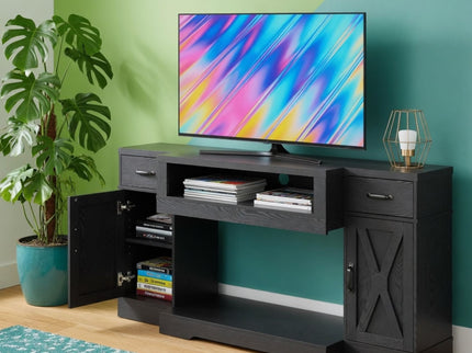 TV Stand With Adjustable Shelves & Double Doors