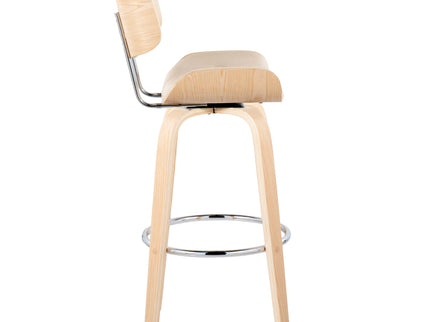 Lombardi - Mid Century Modern Fixed Height Barstool With Swivel With Round Footrest (Set of 2)