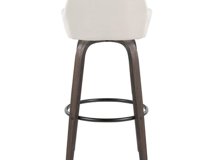 Daniella - Contemporary Fixed Height, Barstool With Swivel With Round Footrest (Set of 2)