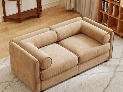 Stylish Sofa With Storage Seat And Cylindrical Backrest