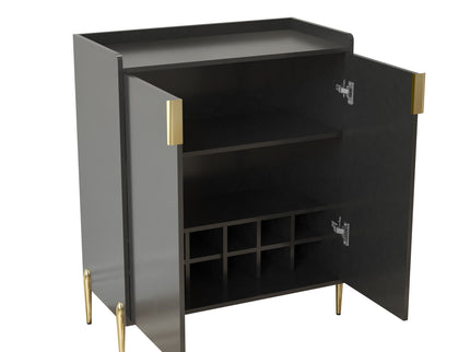 Wine Bar Cabinet With Adjustable Shelf, 2 Door Sideboard With Soft-Closing Hinges And Feet