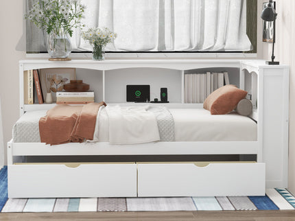 Daybed With 2 Storage Drawers, Storage Cabinets, USB Ports