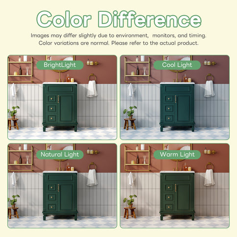 Bathroom Vanity With Sink, Compact Cabinet & 2 Drawers And Adjustable Shelf