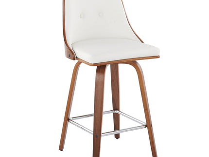 Gianna - Mid Century Modern Fixed Height Counter Stool With Swivel With Square Footrest (Set of 2)