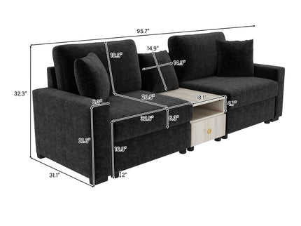 Modular Sofa Couch With Storage Armrest And Center Console
