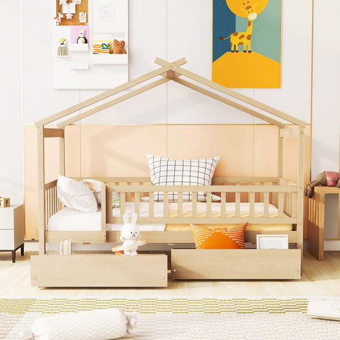 House Bed With 2 Drawers
