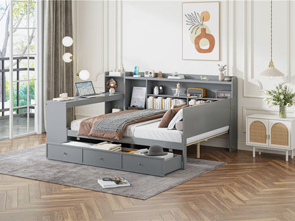Daybed With 3 Drawers USB Ports And Desk
