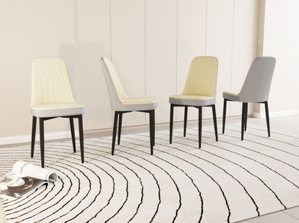 Modern Dining Chair With Cushions And Metal Legs