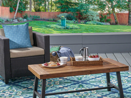 Carlisle - Industrial Coffee Table With And Slat Panel Design - Natural