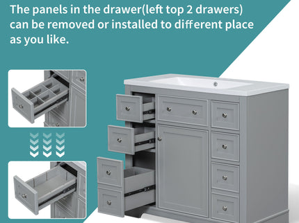 Modern Bathroom Vanity With Sink Combo, 6 Drawers And 1 Cabinet
