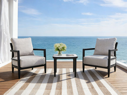 Outdoor Patio Furniture, Chat Set, Sunbrella Cushions And Side Table