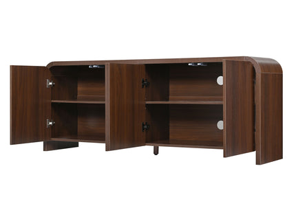 Curved Edge TV Stand With Large Cabinets