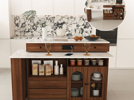 Kitchen Island With Extendable & Rotating Table