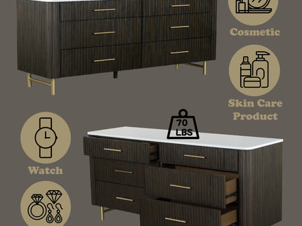 Clayten - Dresser - Espresso / White Marble