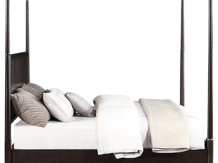 Niguel - Queen Size 4 Poster Bed With Finials, Floating Headboard - Brown