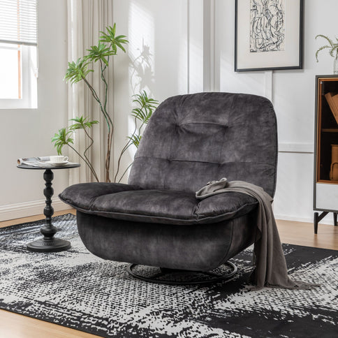 Modern Swivel Gliding Recliner Chair With Rocking Function And Phone Holder, Large Comfortable