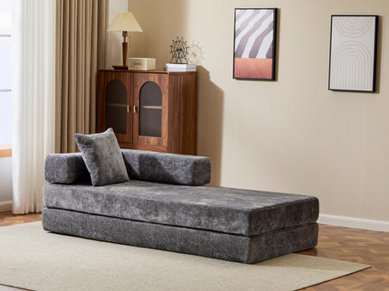 Convertible Floor Sofa Bed With Pillow Back Support Armrest
